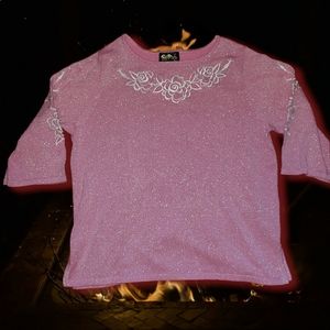 Bob Mackie pink shirt